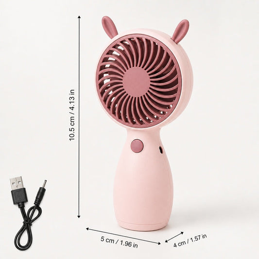 Portable Rechargeable Mini Fan – 4–5 Hours Battery Backup | USB Handheld Cooling Fan