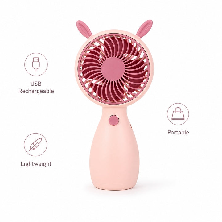 Portable Rechargeable Mini Fan – 4–5 Hours Battery Backup | USB Handheld Cooling Fan