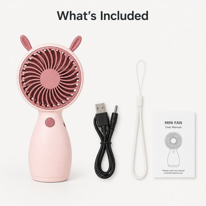 Portable Rechargeable Mini Fan – 4–5 Hours Battery Backup | USB Handheld Cooling Fan